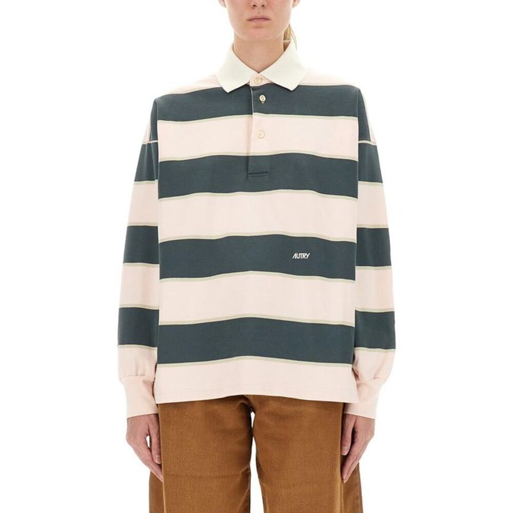AUTRY Striped Long Sleeve Polo Shirt Women STRIPPED T-Shirts & Tops